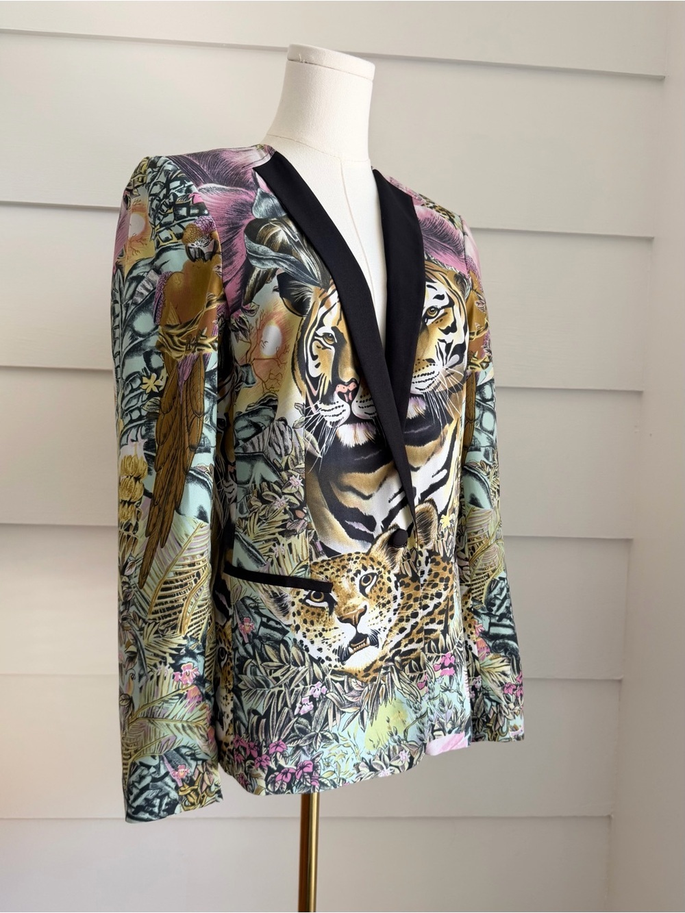 Maison Scotch Tiger & Leopard Print Tuxedo Blazer Jacket - Picture 2 of 7